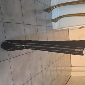 Versace Black Suede Heeled Boots with Gold Zipper